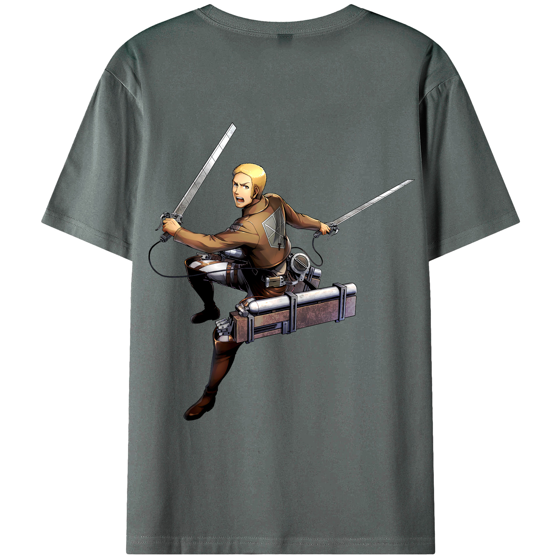 （画像用） 進撃の巨人 ライナー・ブラウン Attack on Titan Reiner Braun 綿100％ メンズ半袖Tシャツ（バックプリント） 通気性